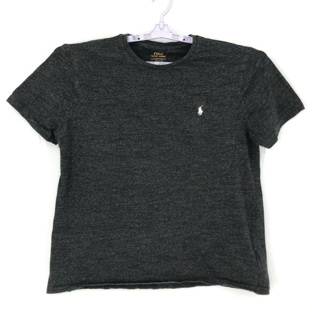 Polo Ralph Lauren Mens Shirt Large Gray White Pony Logo Short Sleeve Pullover